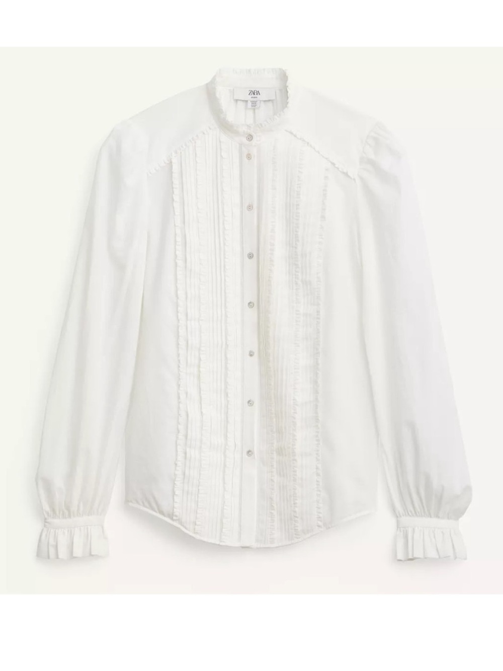 Zara White Pleated Button-Down Shirt - Picture 7 of 13